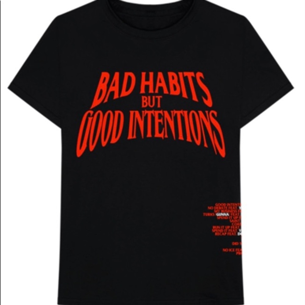 VLONE Black Bad Habits But Good Intentions Tee M